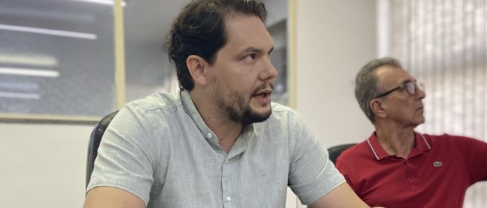 Gustavo Brasileiro e Maurício Cunha em coletiva de imprensa.